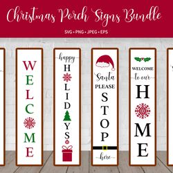 Christmas Porch Sign SVG Bundle. Holidays  vertical signs.