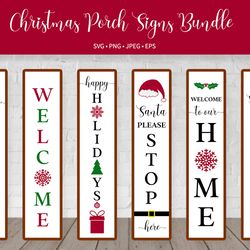 christmas porch sign svg bundle. holidays  vertical signs.