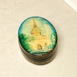 Admiralty St Petersburg lacquer box hand painted Russian collectible vintage Art