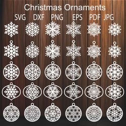 Christmas Ornament Svg Bundle, Christmas SVG Templates, Christmas Balls SVG, Snowflakes SVG, Christmas Bauble SVG, EPS