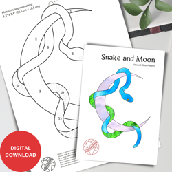 stained glass suncatcher pattern for beginners snake & moon, digital download, stained glass window hanging moon pattern