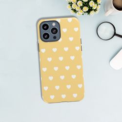 Tough Yellow Hearts Case for iPhone 14 Pro Max iPhone 14 iPhone 13 iPhone 11 iPhone 14 Pro iPhone 13 Pro Max iPhone 12