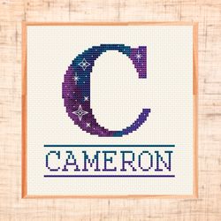 monogram c cross stitch pattern modern letter cross stitch galaxy cross stitch space nursery cross stitch customizable