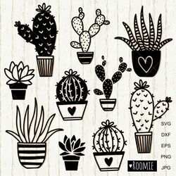 Cactus SVG, Succulent svg, Cactuses cut file, Cactus clipart, Succulent Clipart, Plant Svg Cactus pot svg Png Cacti