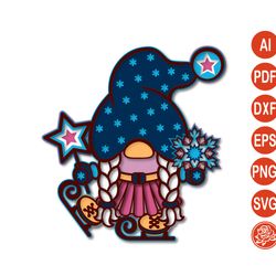 layered gnome skater mandala svg files for cricut