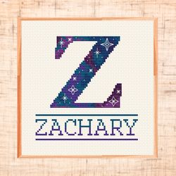 monogram cross stitch pattern galaxy letter z cross stitch baby name cross stitch space nursery cross stitch pdf