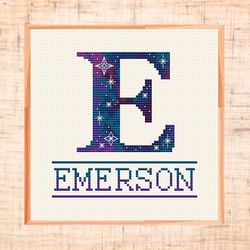 monogram cross stitch pattern letter e cross stitch family name cross stitch space themed nursery cross stitch wedding