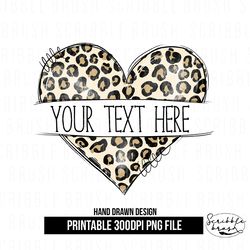 split leopard print heart sublimation frame png design