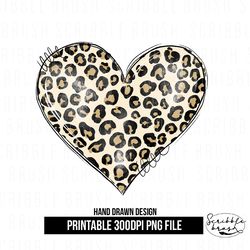 leopard print heart sublimation frame png design