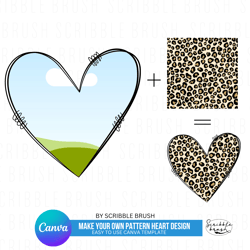 Add Your Own Pattern Heart Canva Photo Frame Customisable Template