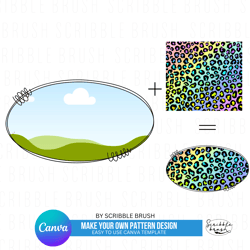 Add Your Own Pattern Oval Canva Photo Frame Customisable Template