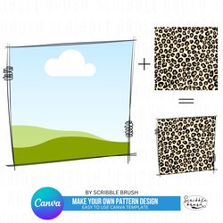 Add Your Own Pattern Square Canva Photo Frame Customisable Template
