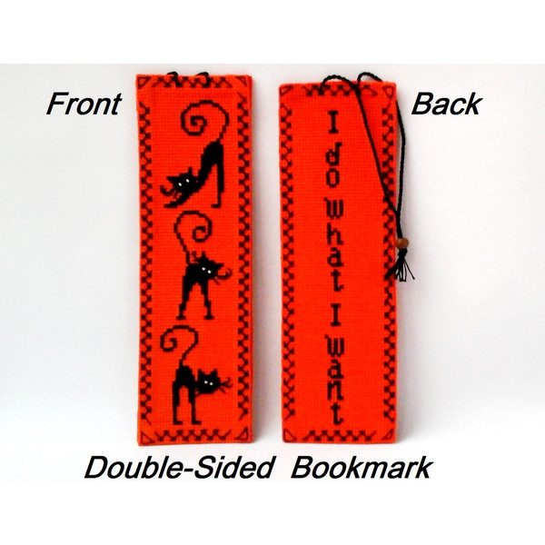 Bookmark Gifts for readers Double-sided bookmark Crazy cat lady gifts Designs cross stitch Embroidery cat.jpg
