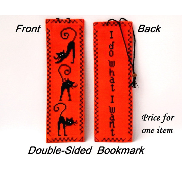 Bookmark Gifts for readers Double-sided bookmark Crazy cat lady gifts Embroidery cat.jpg