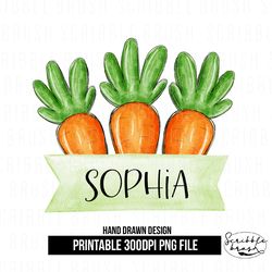 Easter Carrots Green Name Plate Sublimation PNG Design