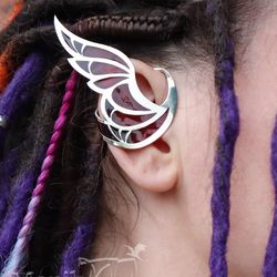 Stained Ear Cuff | Wings Phoenix | Elven ear | Angel wings | stained fiery wings