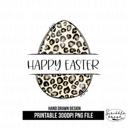 Split Leopard Print Easter Egg Monogram Sublimation PNG Design