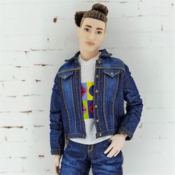 Dark Blue denim jacket for Ken dolls or other male dolls of similar size