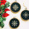 Cross Stitch Set Snowflakes Gold on black canvas