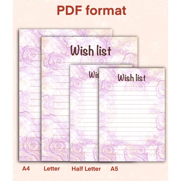 Wish list Template, Printable Wish list, Wish list Page, Wis - Inspire ...