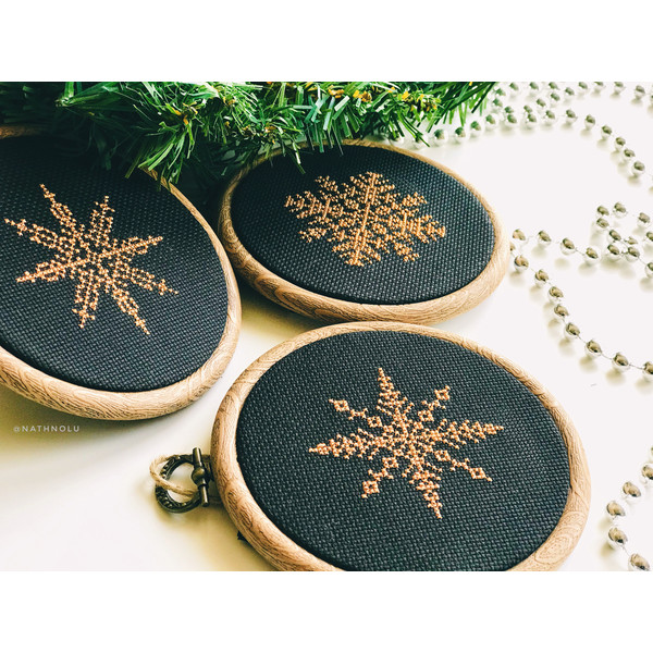 Set of 3 Snowflakes Cross Stitch