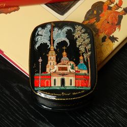 Peter and Paul Fortress St Petersburg lacquer box hand painted Russian art