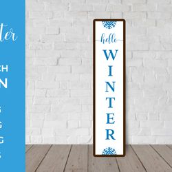 hello winter porch sign. vertical front sign svg