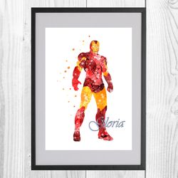 Iron Man Superhero Art Print Digital Files decor nursery room watercolor