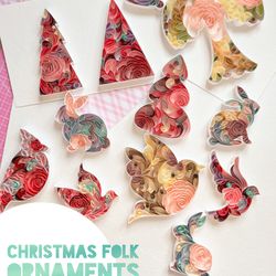 Christmas FOLK Ornaments - Set of patterns for Quilling - Digital templates  - Christmas Decor