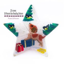 Puppy - 3D Peyote Star Beading PDF Pattern, Christmas Ornament