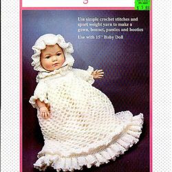 PDF Copy of the Pattern for knitting a christening set for dolls 15 inches