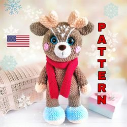 crochet deer pattern.plush pattern.teddy deer pattern