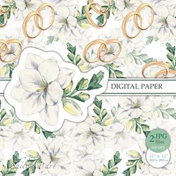 Wedding digital seamless patterns. Digital paper JPEG