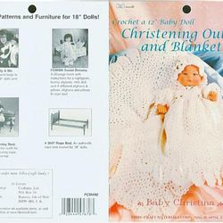 PDF Copy of the Pattern for knitting a christening set for dolls 13 inches