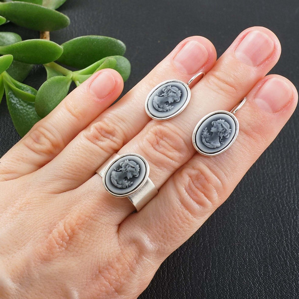 oval-silver-gray-lady-girl-antique-cameo-earrings-and-ring-jewelry-set
