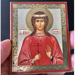 Martyr Veronica | Miniature icon on wood | Silver and gold foiled | Size: 2,5" x 3,5"