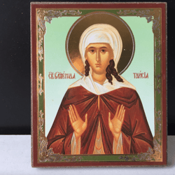 St Taisia | Miniature icon on wood | Silver and gold foiled | Size: 2,5" x 3,5"