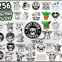 Baby Yoda Bundle SVG, Baby Yoda SVG, Cartoon SVG PNG DXF EPS File