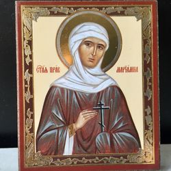 St. Mariana Orthodox Saint | Miniature icon on wood | Silver and gold foiled | Size: 2,5" x 3,5" |