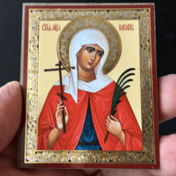 Saint Valentina  | Miniature icon on wood | Silver and gold foiled | Size: 2,5" x 3,5"