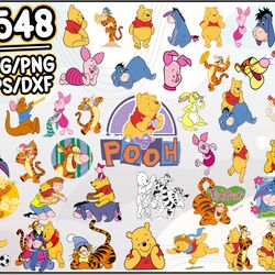 winnie the pooh bundle svg, pooh svg, cartoon svg png dxf eps file