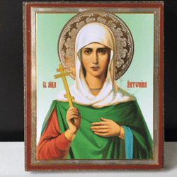 St. Antonina, Martyr at Constantinople | Miniature icon on wood | Silver and gold foiled | Size:  2,5" x 3,5"