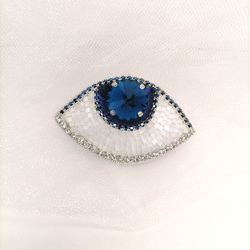 Evil eye brooch, Beaded brooch, Evil eye jewelry, Embroidery brooch, Evil eye pin, Eye pin, Lapel pin brooch