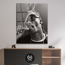 Snoop Dogg Tempered Glass Wall Art, Music Wall Decor, Hip Hop Style Poster, Hip Hop Canvas Wall Art, Musical Poster, Hom