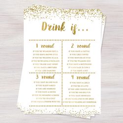Drink if, Bridal drinking games, Gold confetti Bachelorette party ideas, Hens party fun games, Lingerie Shower Activity,