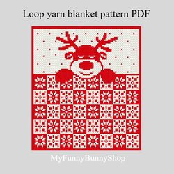 Loop yarn Sleeping Deer blanket pattern PDF