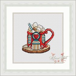 Cocoa house. Fairytale houses. Cross stitch pattern pdf & css