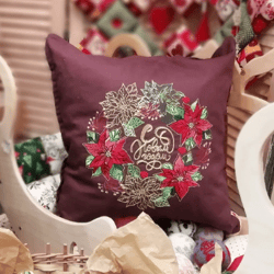 Machine embroidery design Christmas wreath