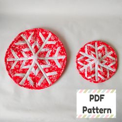 Snowflake quilt pattern, Christmas tree skirt pattern, Christmas coaster quilt pattern, Christmas sewing patterns