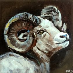 Ram Sheep Painting Original Art Animal Canvas Wall Art Signed MADE TO ORDER